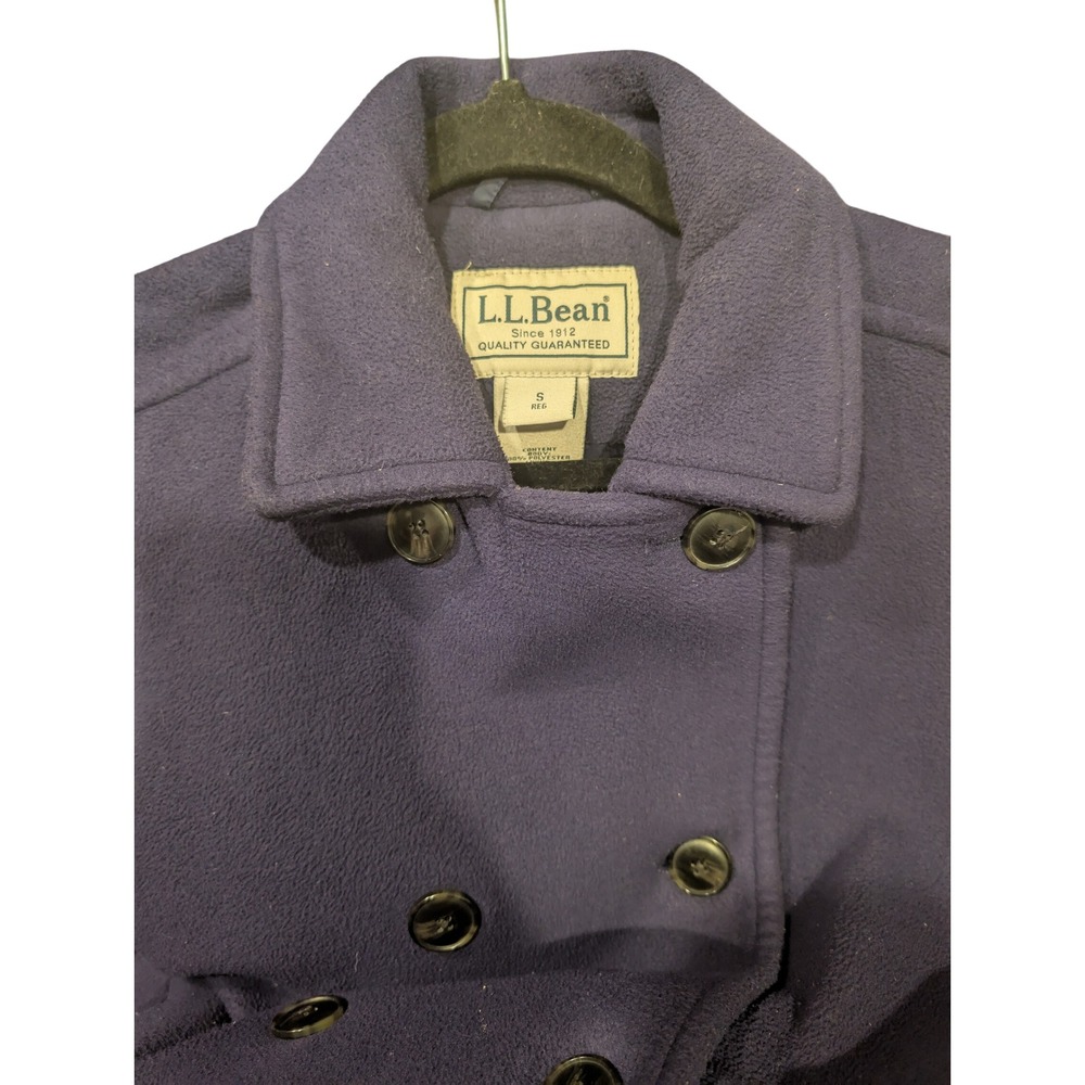 L.L. Bean Womens Plum Fleece Double Breasted Pea‎ Coat Jacket Small 0312